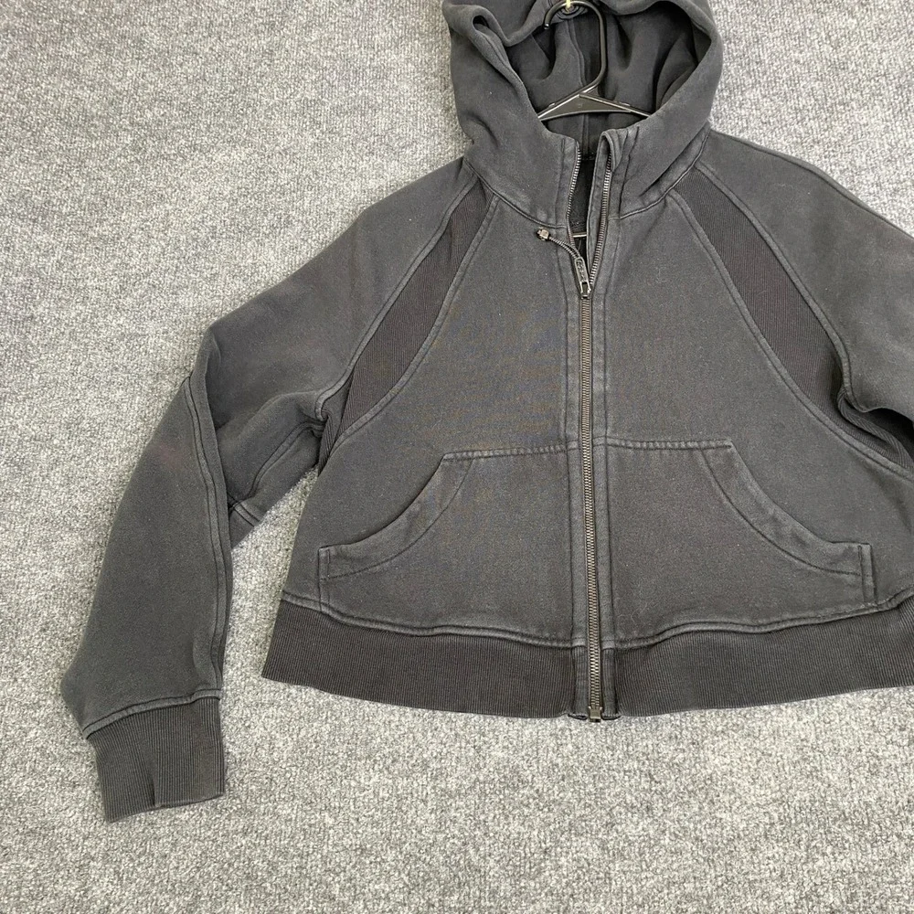Lululemon Scuba Full Zip Hoodie Black Cropped Fleece Sweatshirt Womens XS/S